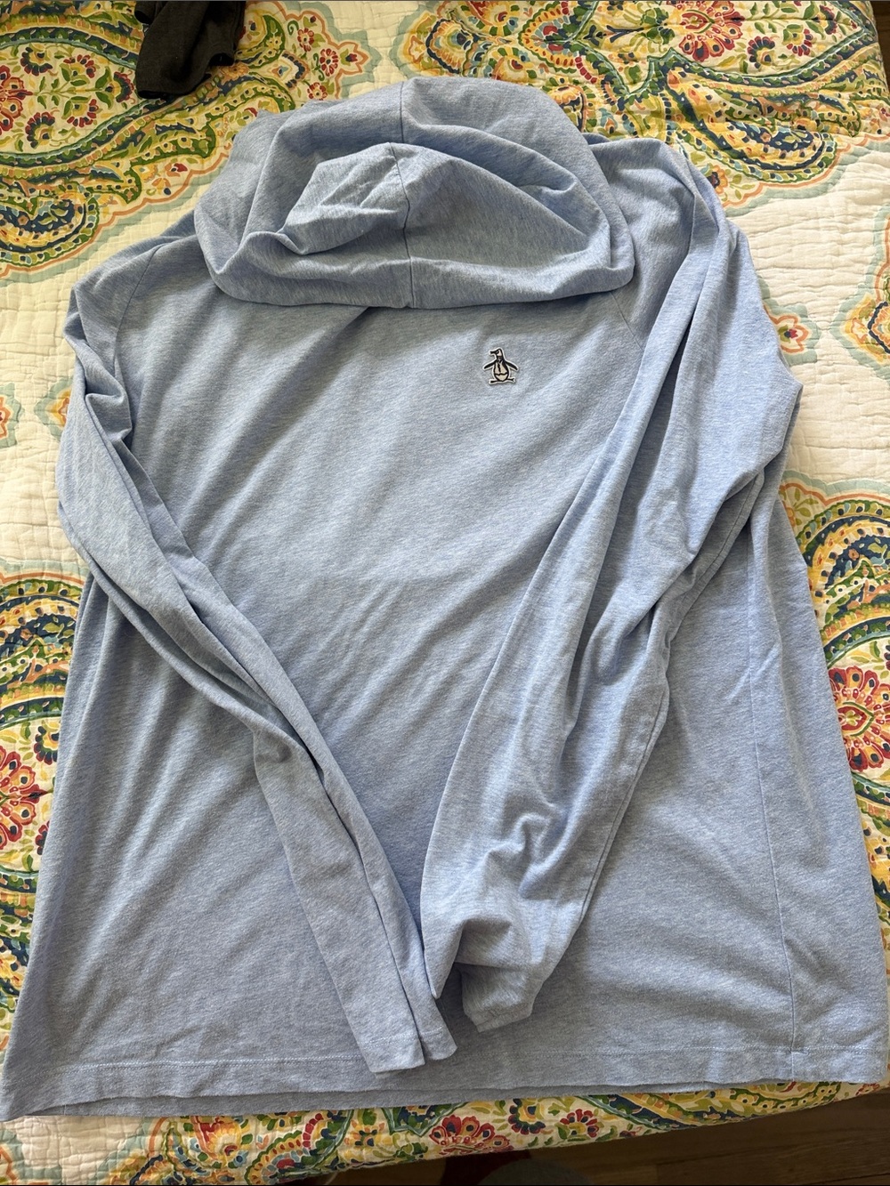 Original Penguin Light Blue Hooded Long Sleeve Pullover